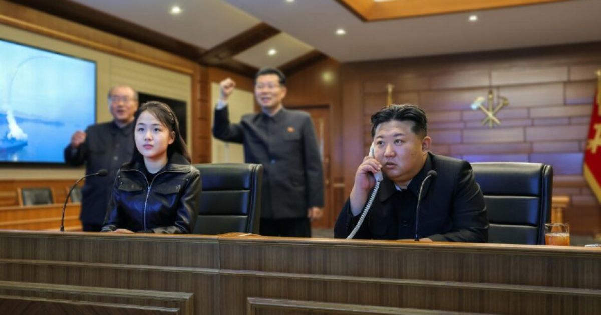 North Korea's Supreme Leader Kim Jong-un gave an order to launch a firing-test of cruise missiles while sitting beside his teen daughter Kim Ju-ae (Photo/KCNA)
