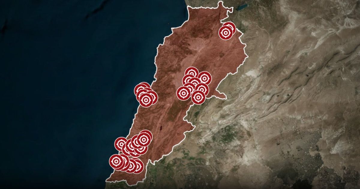 Israel shares map of its targets when launching a large-scale attacks against Hizbollah in Lebanon territory on Wednesday, 8 April 2026 (Photo/IDF)