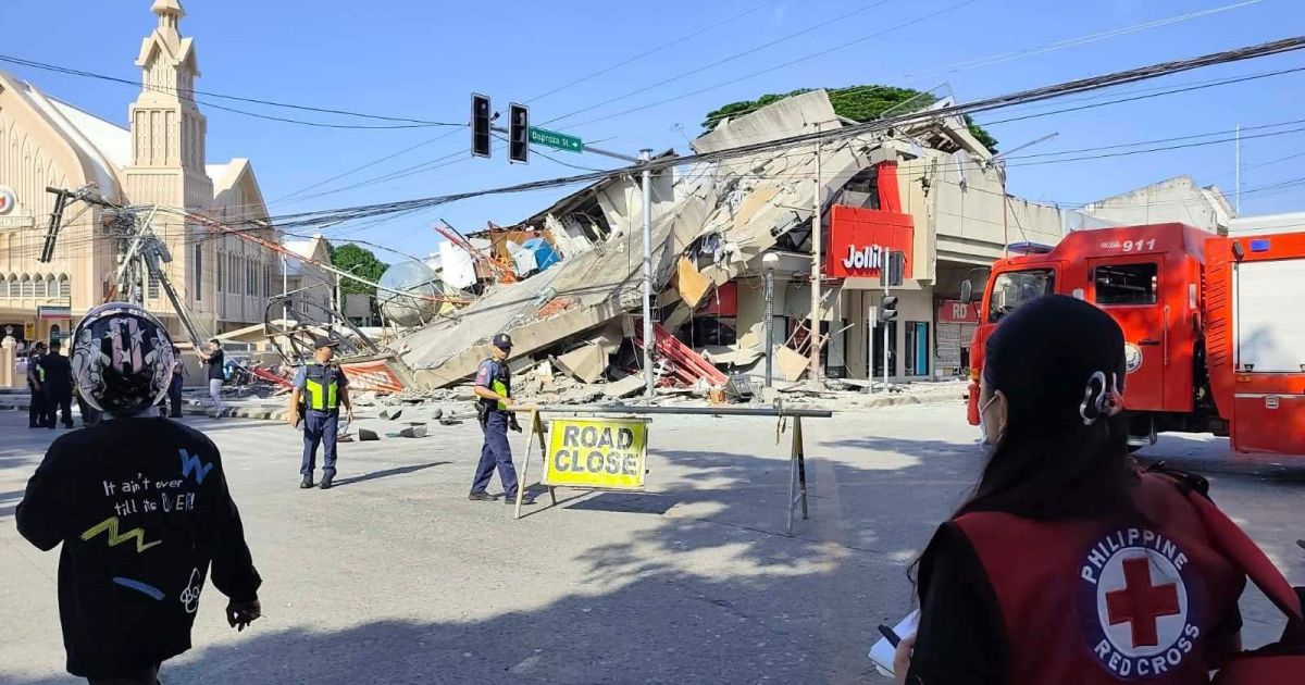 A building in General Santos City collapsed due to a powerful earthquake in southern Philippines on Mondayy, 8 June 2026 (Photo/Philippine Red Cross)