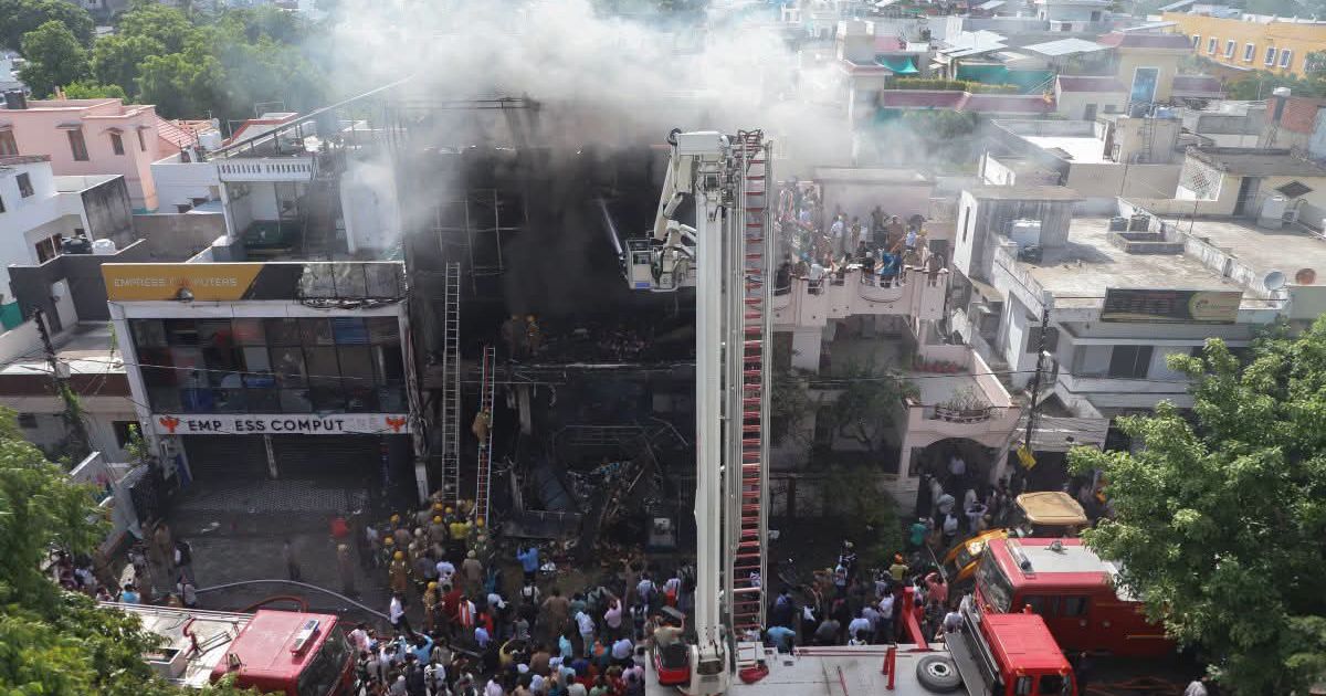 At least 15 people were killed, including 14 students, after a fire ripped through a commercial complex housing an animation coaching centre in Lucknow, India (Photo/X/Juned Maliq)