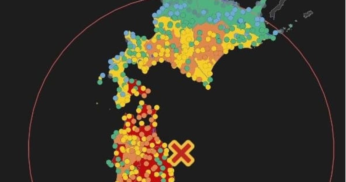 Map of magnitude 6.9 earthquake that shakes Japan on Thursday, 25 June 2026 (Photo/JMA)