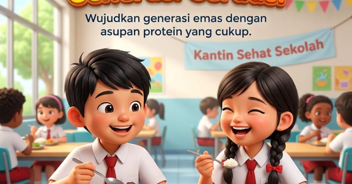 One of flyers that support the free nutritious meal (MBG) for school children in Indonesia (Photo/X/Andina)