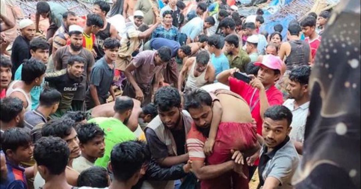 Heavy monsoon rains triggered a landslide at the world's largest refugee camp Cox's Bazar, Bangladesh, and also collapsed a school there (Photo/X/Irawaddy News)