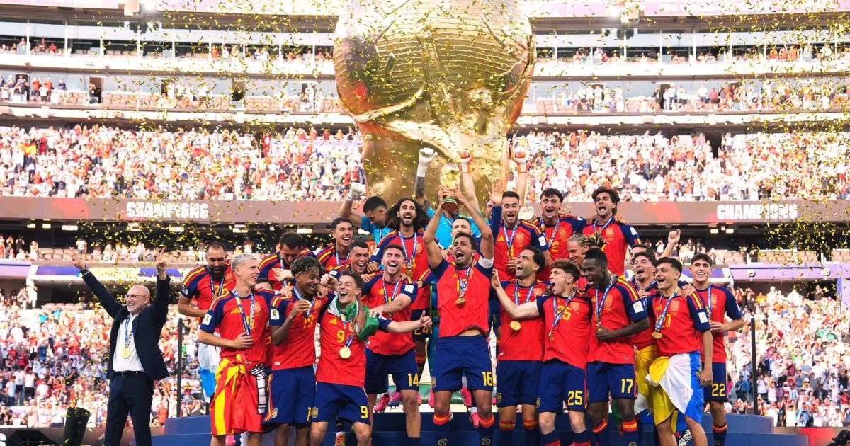 Spanish National Football team celebrates the winning of men FIFA World Cup 2026 competition (Photo/X/mhdksafa)