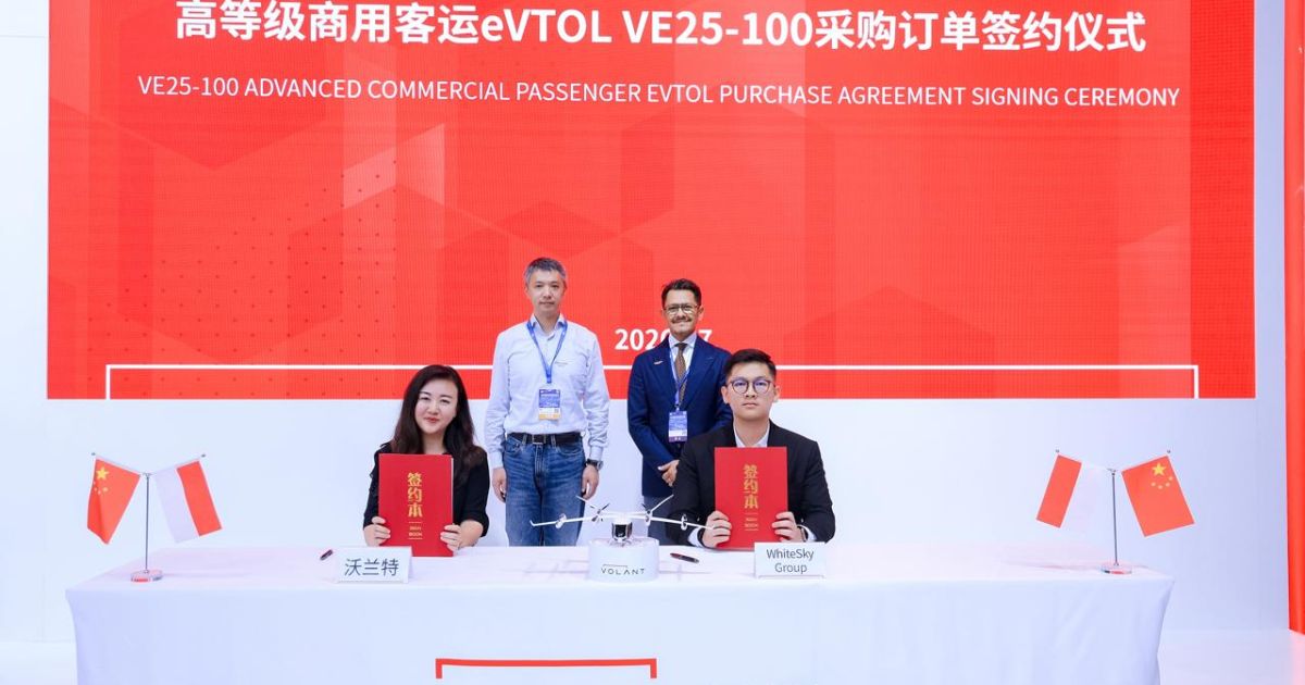 Indonesia's Whitesky Group signs a letter of intent (LoI) wit China's Volant Aerotech Co., Ltd. to purchase 60 unit eVTOL in Shanghai, China on 22 July 2026 (Photo/Whitesky)