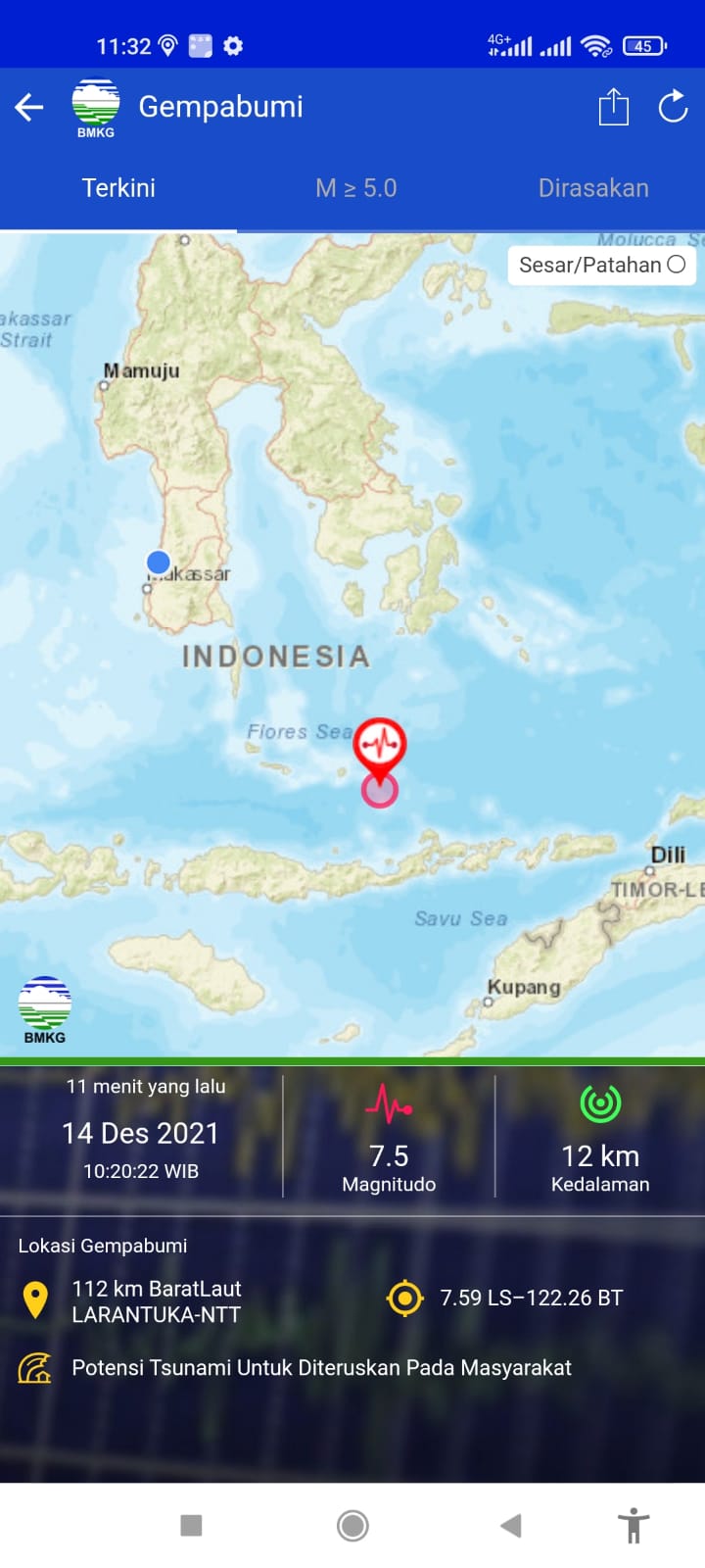 Indonesia Sets Tsunami Warning of 7.5 Quake